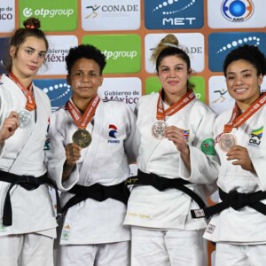 -57kg Medalists. From left, VELLOZZI, Ophelie, BUCHARD, Amandine, TOPRAK, Acelya, NASCIMENTO, Shirlen.
