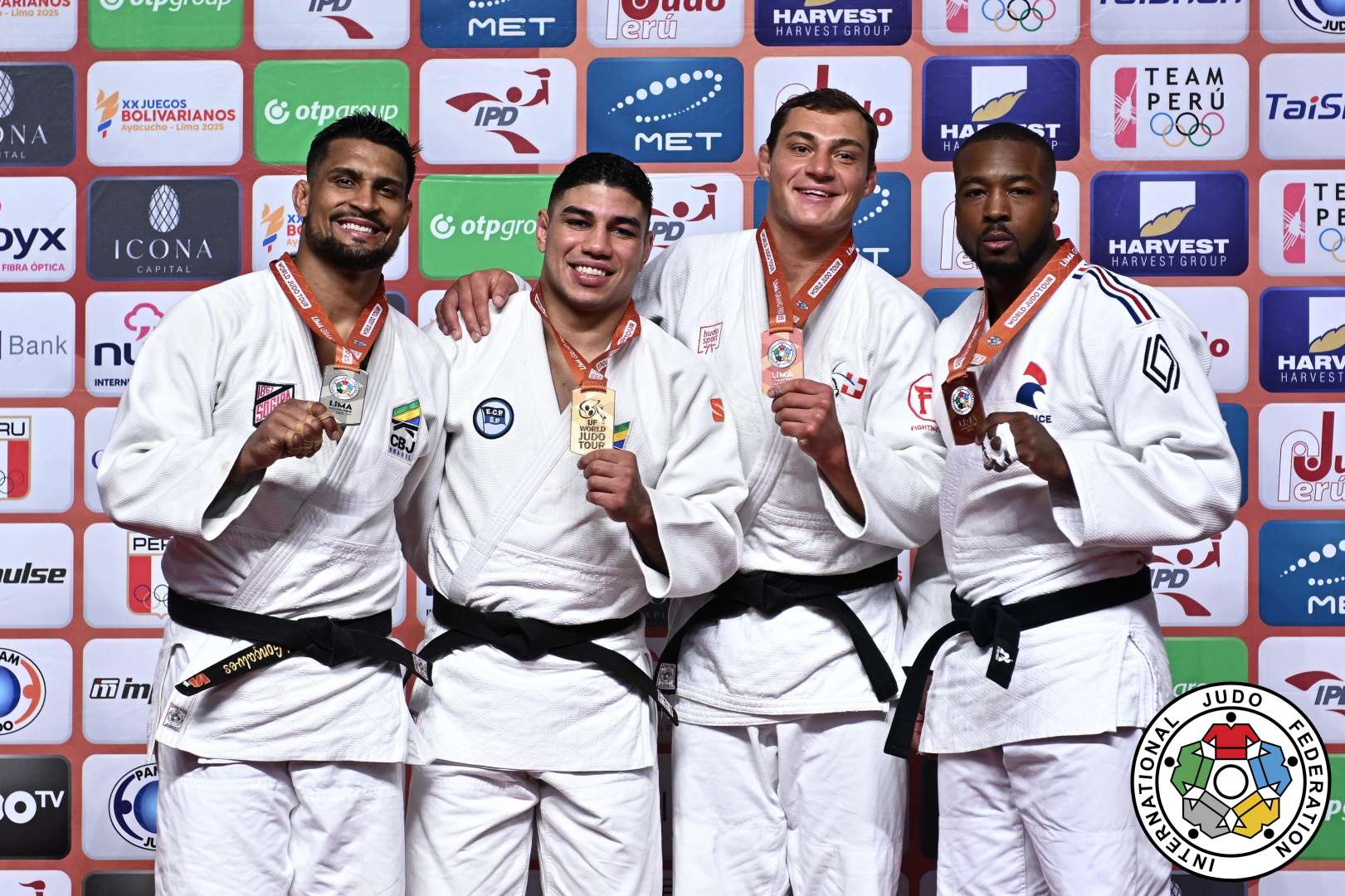 -100kg Medalists. From left, GONCALVES, Leonardo, FERREIRA, Giovani, EICH, Daniel, DIESSE, Aurelien.