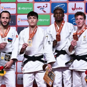-60kg Medalists. From left, YUSIFOV, Ahmad, ASHPIZ, Izhak, BENAVIDES, Jhonathan, VERSTRAETEN, Jorre.