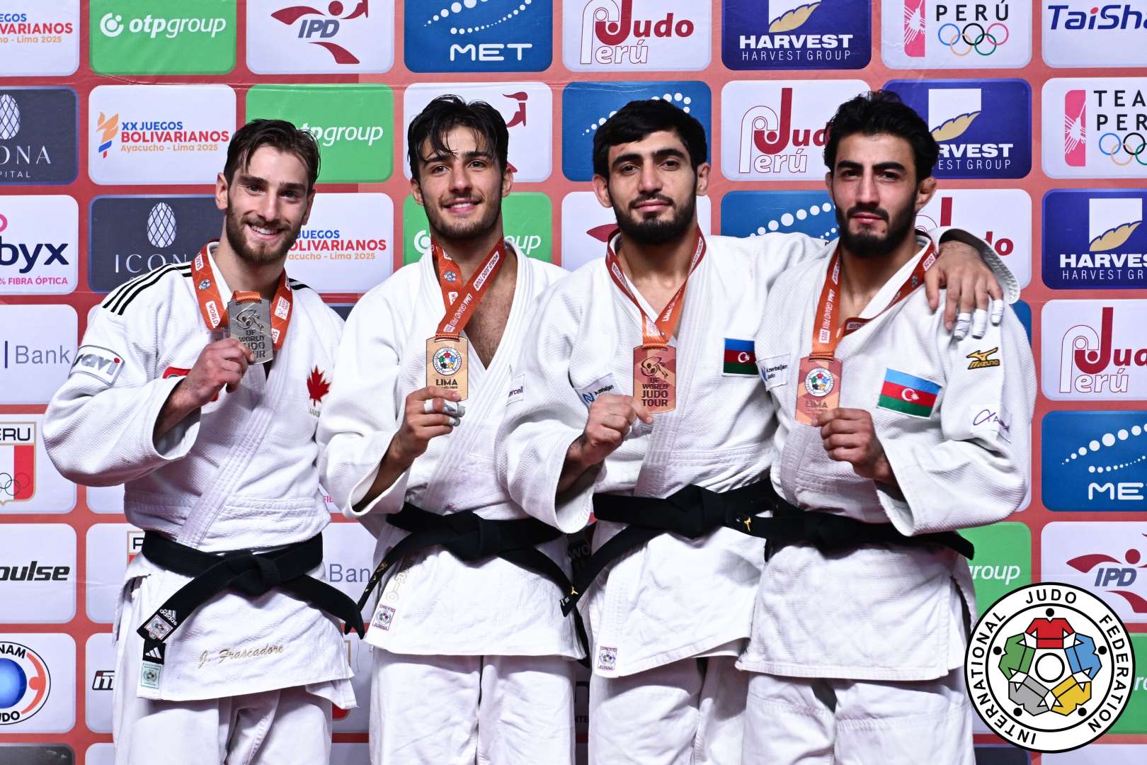 -66kg Medalists. From left, FRASCADORE, Julien, ACCOGLI, Valerio, PASHAYEV, Ruslan, YELKIYEV, Rashad.