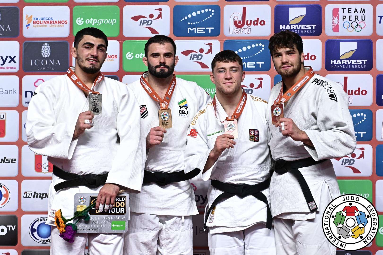 -90kg Medalists. From left, FATIYEV, Murad, MACEDO, Rafael, KOPECKY, Adam, FALCONE, Tiziano.