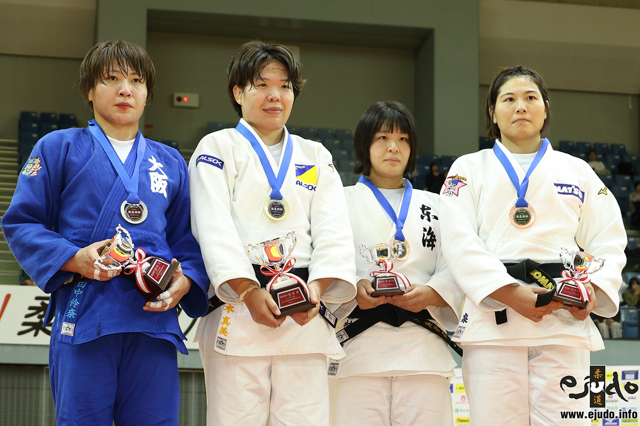 -78kg Medalists. From left, TANAKA, Reina, UMEKI, Mami, SUGIMURA, Mizuki, IZUMI, Mao.