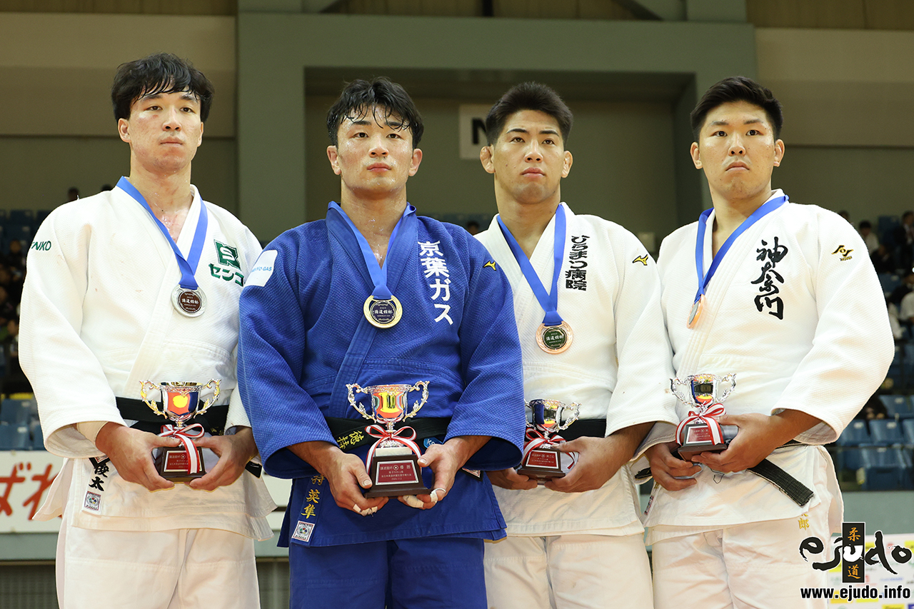 -90kg Medalists. From left, NAKAMURA, Shunta, TOKUMOCHI, Hidetoshi, KOBATA, Daiki, FUJINAGA, Ryutaro.