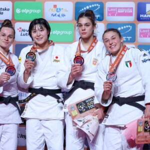 -70kg Medalists. From left, EME, Clemence, TANAKA, Shiho, ANDRIC, Aleksandra, PEDROTTI, Irene.
