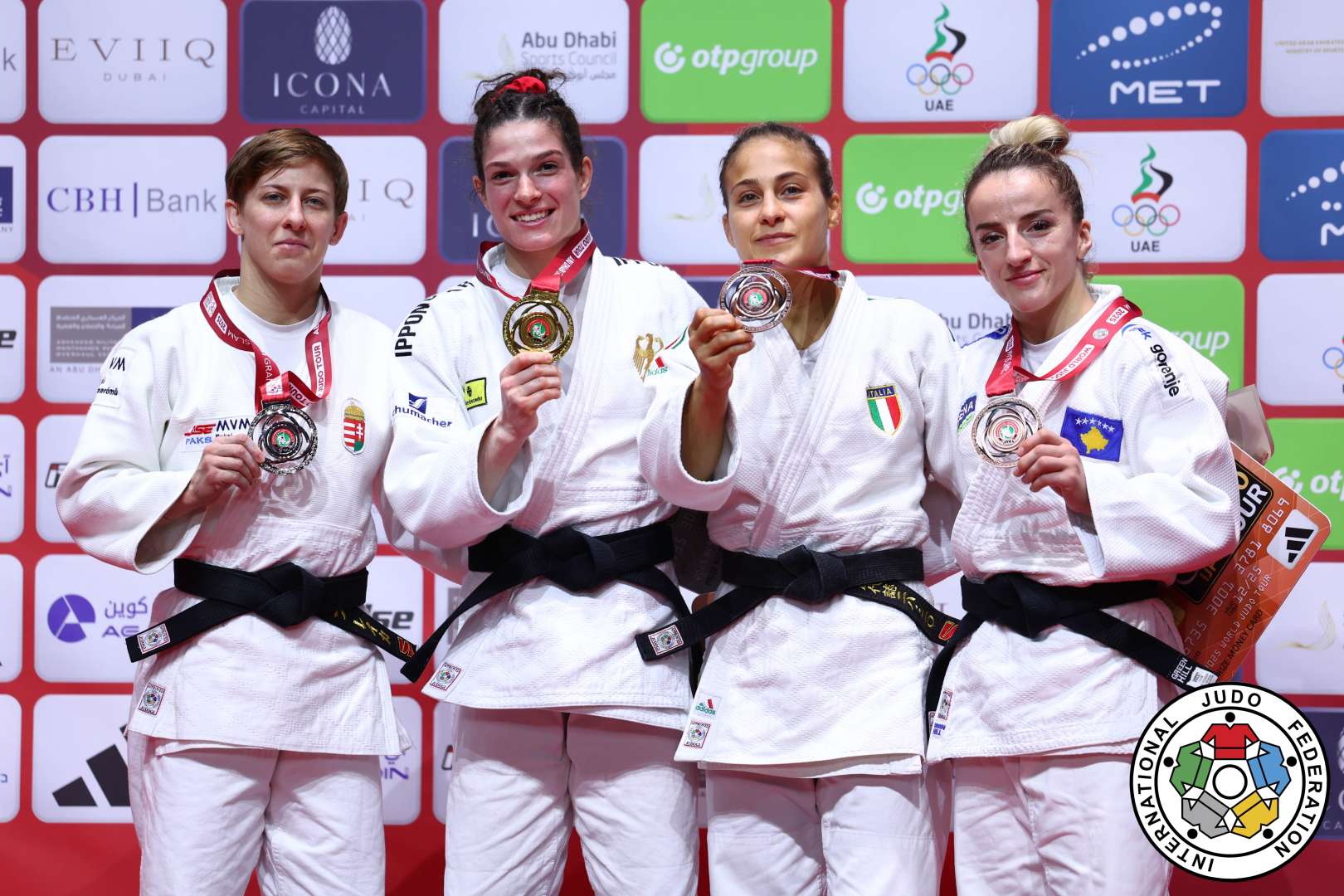 -52kg Medalists. From left, PUPP, Reka, BALLHAUS, Mascha, GIUFFRIDA, Odette, KRASNIQI, Distria.