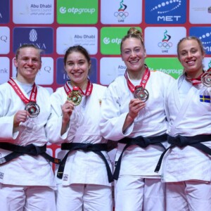 -70kg Medalists. From left, COUGHLAN, Aoife, OZBAS, Szofi, DE VOOGD, Margit, ERIKSSON, Ida.