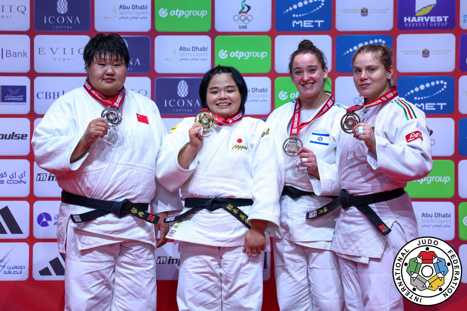 +100kg Medalists. From left, BASHAEV, Tamerlan, BATKHUYAG, Gonchigsuren, KOKAURI, Ushangi, DEMETRASHVILI, Irakli.