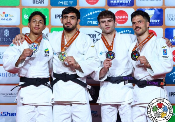 -66kg Medalists. From left, LIMA, Ronald, PASHAYEV, Ruslan, NIETO CHINARRO, Adrian, GARCIA TORNE, David.