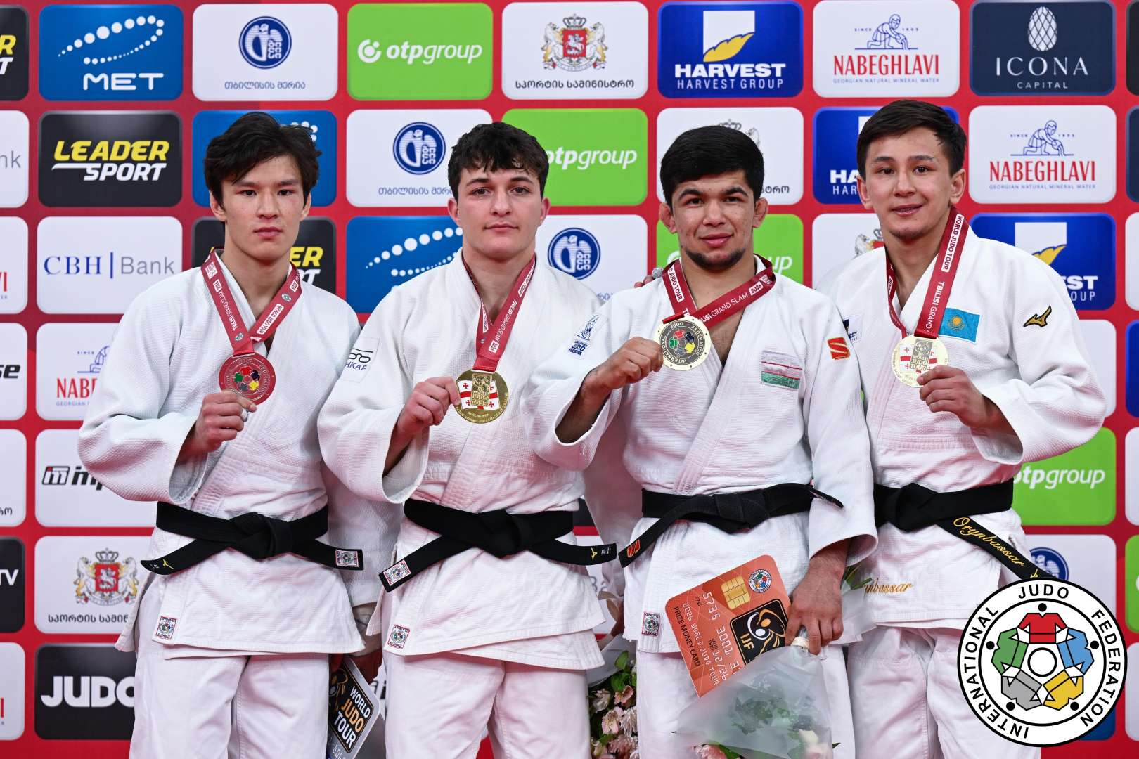 -60kg Medalists. From left, DOMBUU, Achyty, ASHPIZ, Izhak, KUCHKAROV, Samariddin, ORYNBASSAR, Talgat