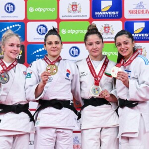 -52kg Medalists. From left, KEEN, Tatum, PONT, Blandine, DIMITROVA, Gabriela, PRIMO, Gefen.