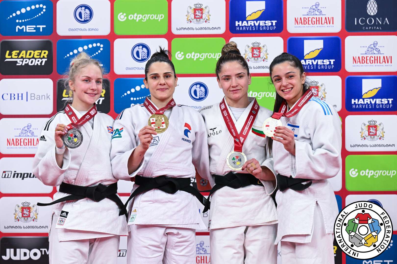 -52kg Medalists. From left, KEEN, Tatum, PONT, Blandine, DIMITROVA, Gabriela, PRIMO, Gefen.