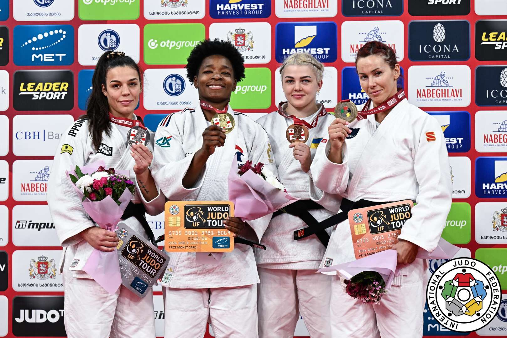 
-78kg Medalists. From left, BOEHM, Alina, TCHEUMEO, Audrey, KURCHENKO, Yuliia, ZABIC, Milica.