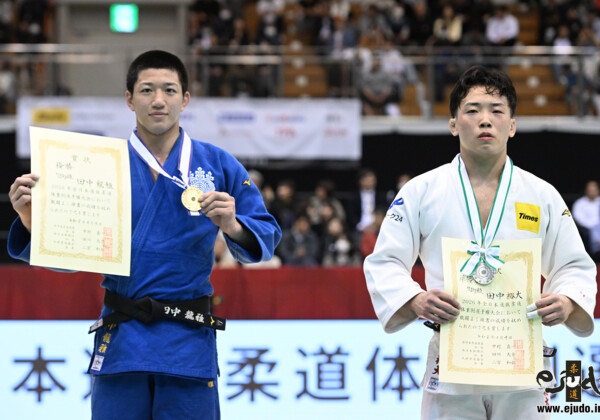 -73kg Medalists. From left, TANAKA, Ryuga, TANAKA, Yudai.