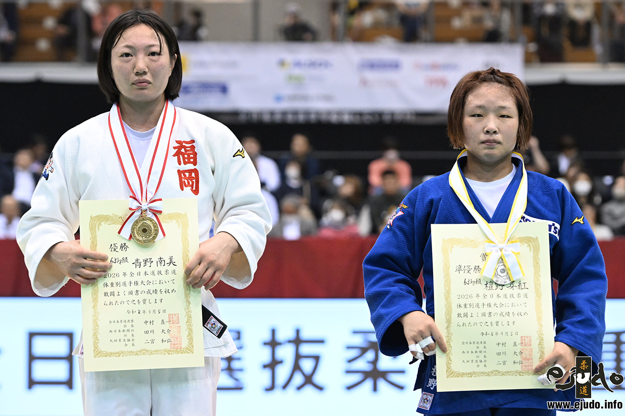 -63kg Medalists. From left, AONO, Minami, DANNO, Megu.
