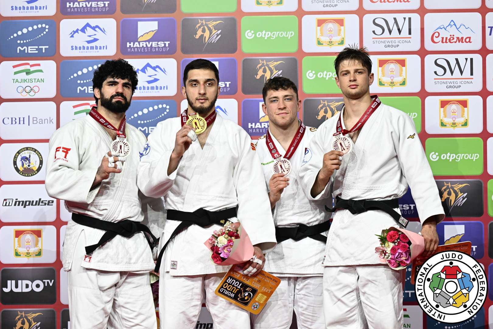 -90kg Medalists. From left, TSELIDIS, Theodoros, LORSANOV, Mansur, KOPECKY, Adam, LATISEV, Mihail.