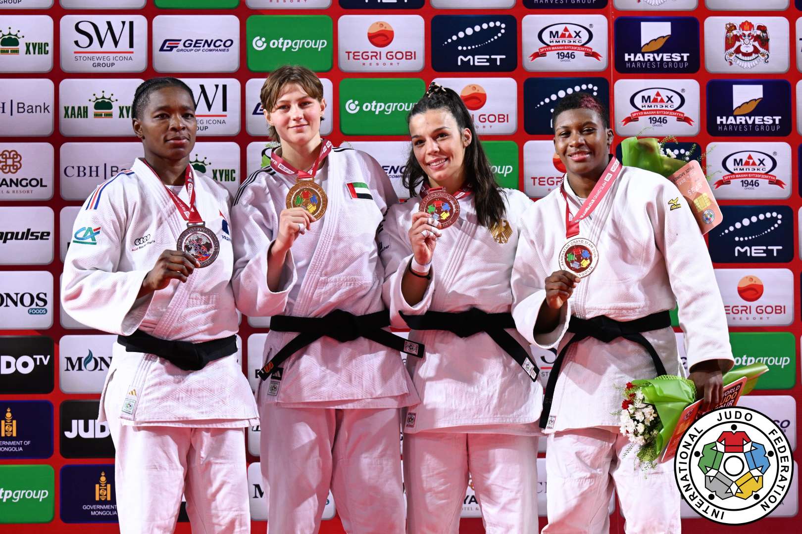 -78kg Medalists. From left, TCHEUMEO, Audrey, LYTVYNENKO, Yelyzaveta, BOEHM, Alina, OLAYA, Brenda.