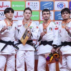 -60kg Medalists. From left, YANG, Jonathan, AUGUSTO, Michel, CARLINO, Andrea, VELAZCO, Christopher.
