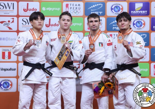 -60kg Medalists. From left, YANG, Jonathan, AUGUSTO, Michel, CARLINO, Andrea, VELAZCO, Christopher.