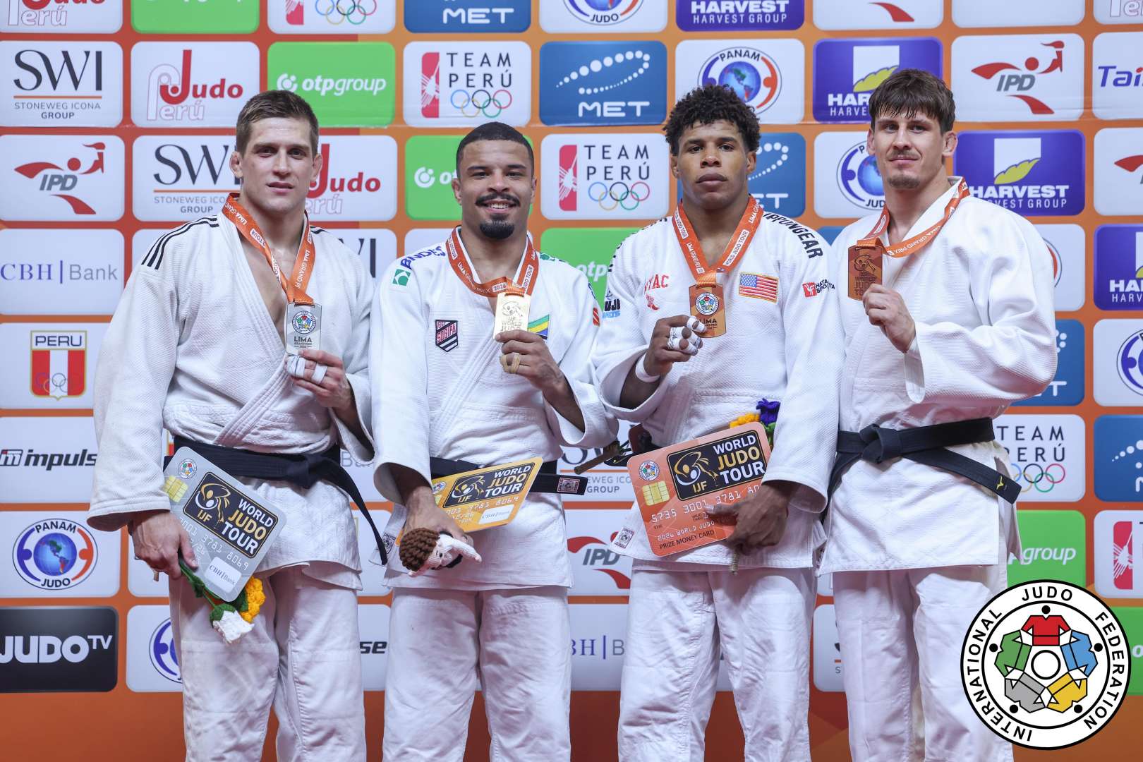 -81kg Medalists. From left, GAUTHIER DRAPEAU, Francois, LIMA, David, SILOT, Johan, PELIVAN, Petru.