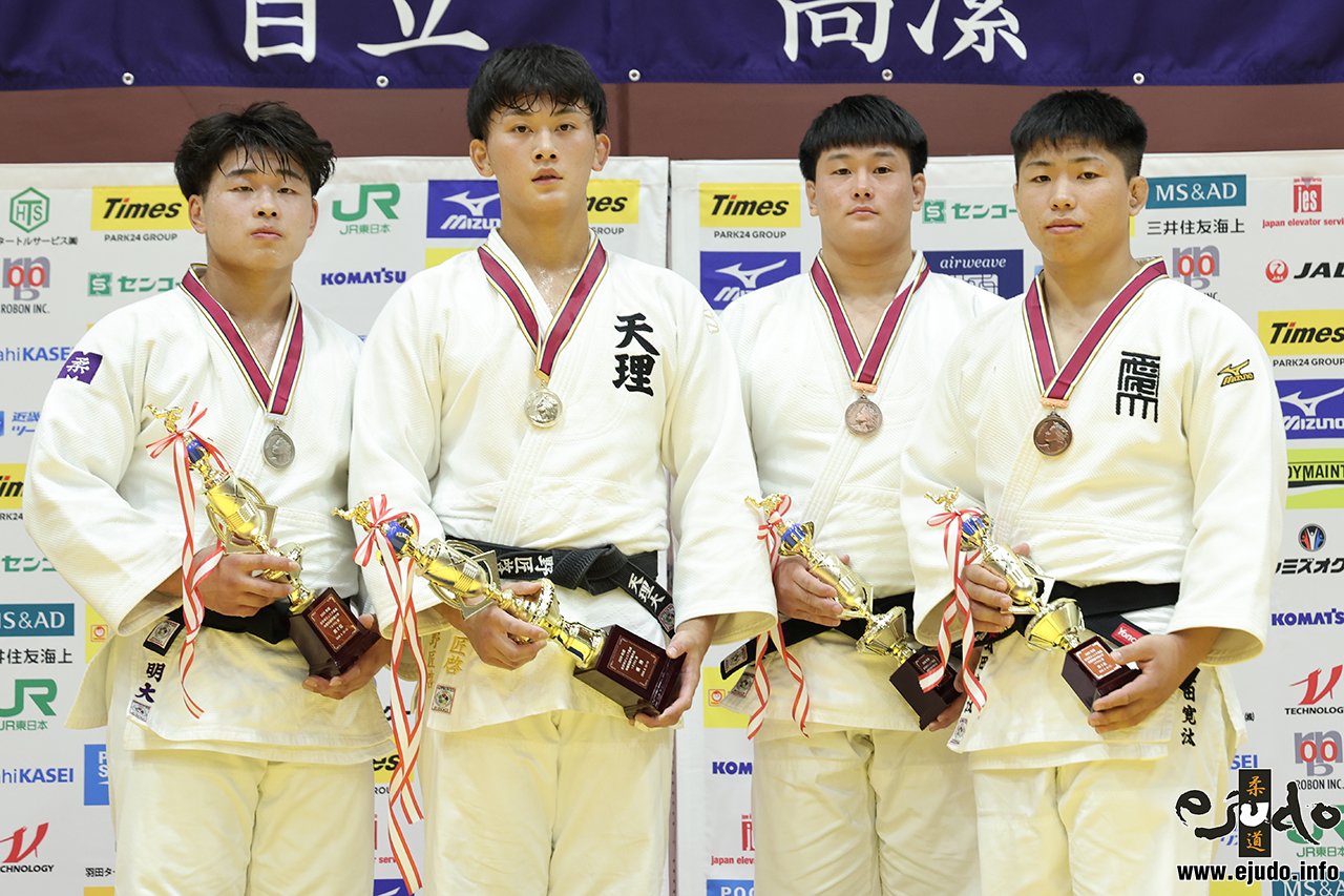 -100kg Medalists. From left, TAKESHITA, Tomoya, HIRANO, Shokei, HORI, Yushun, OTA, Kanta.