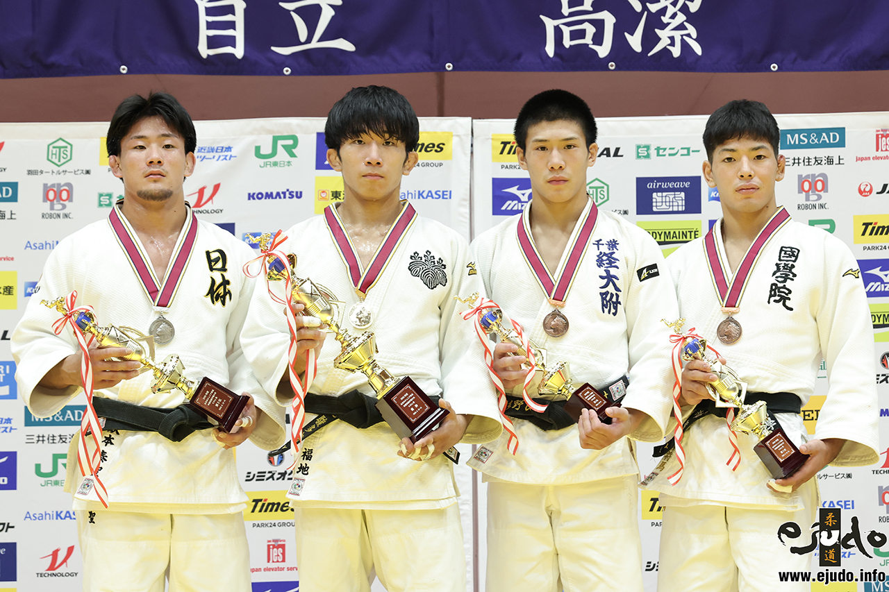 -66kg Medalists. From left, UNEMOTO, Taisei, FUKUCHI, Shuntaro, SUGINO, Ryoma, OGAKI, Shoma.