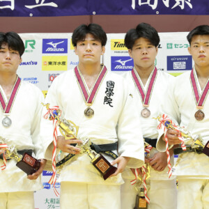 -73kg Medalists. From left, YOKOO, Yura, ARAKAWA, Ryusei, TAKAHASHI, Kyo, NATSUSAKA, Shohei.