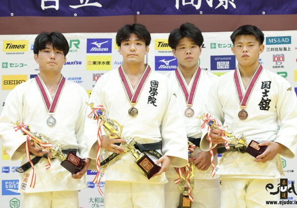 -73kg Medalists. From left, YOKOO, Yura, ARAKAWA, Ryusei, TAKAHASHI, Kyo, NATSUSAKA, Shohei.