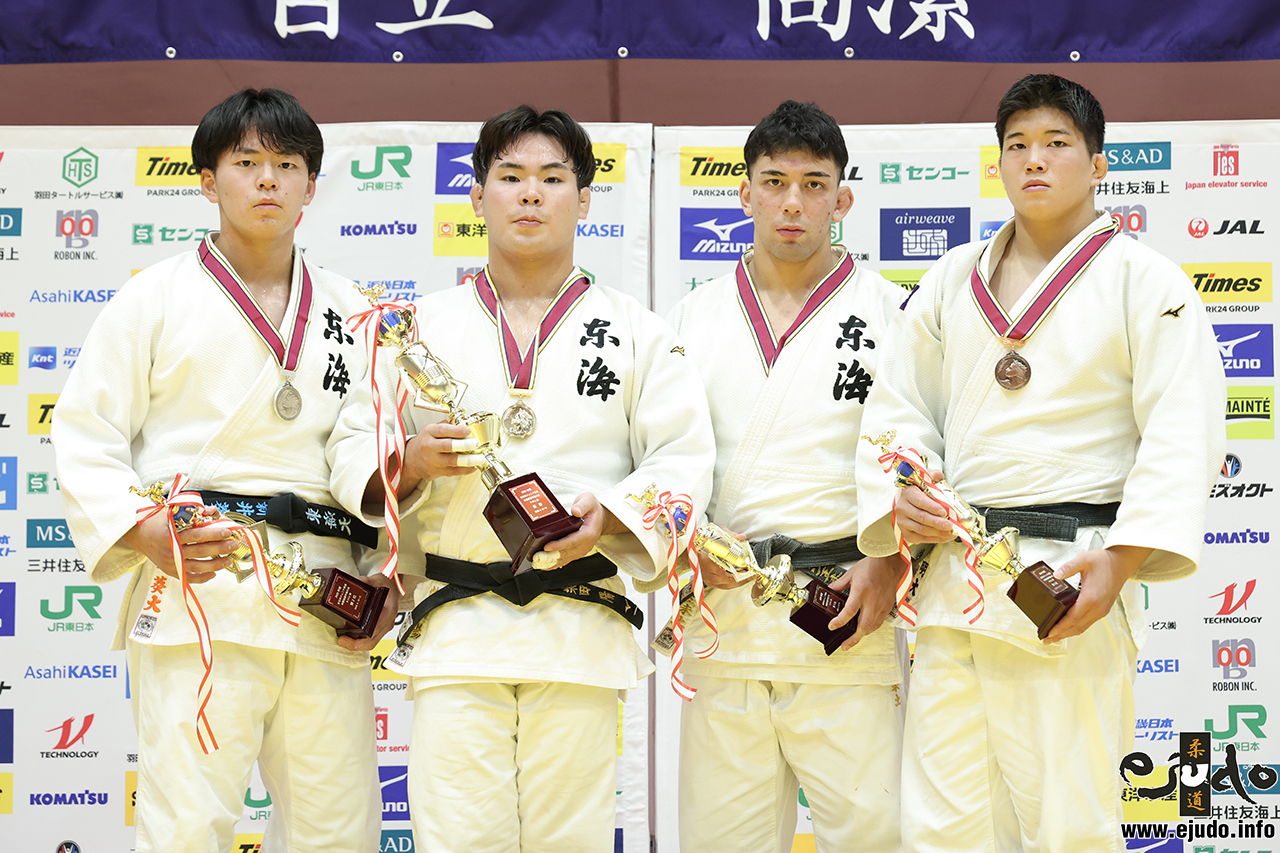 -90kg Medalists. From left, ARAI, Ao, SHIBATA, Haru, NAKHOSTIN, Omid, UBA, Sanshiro.