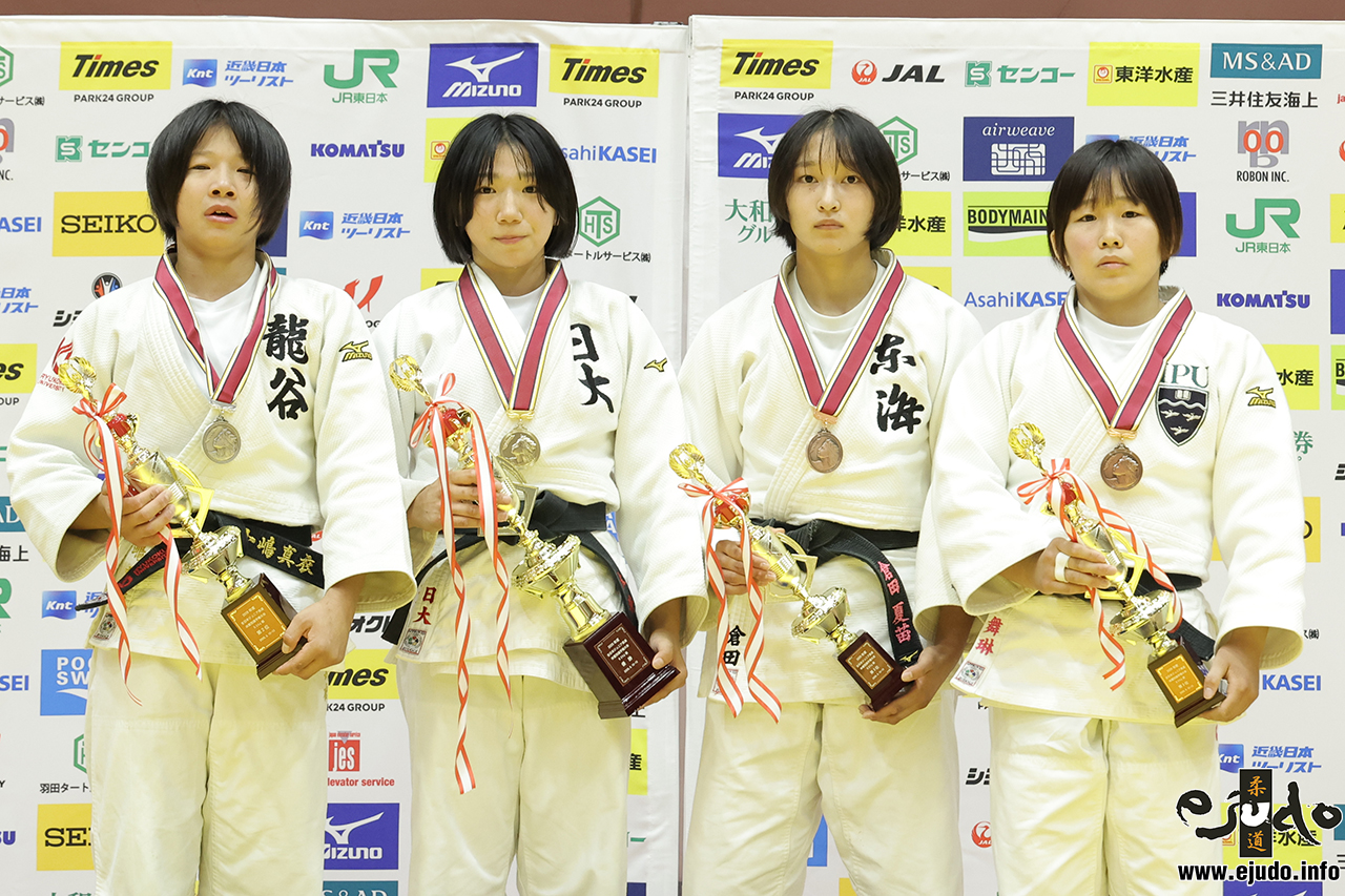 -52kg Medalists. From left, KOJIMA, Mai, OI, Iroha, KURATA, Kanae, MURAMATSU, Marin.