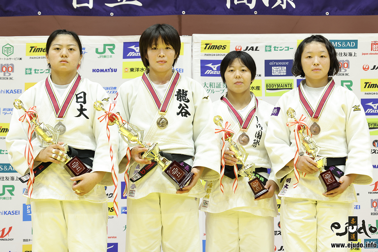 -70kg Medalists. From left, TAKAHASHI, Yoshino, MORINO, Chiharu, KOMINE, Aoi, YOSHINAGA, Aoi.