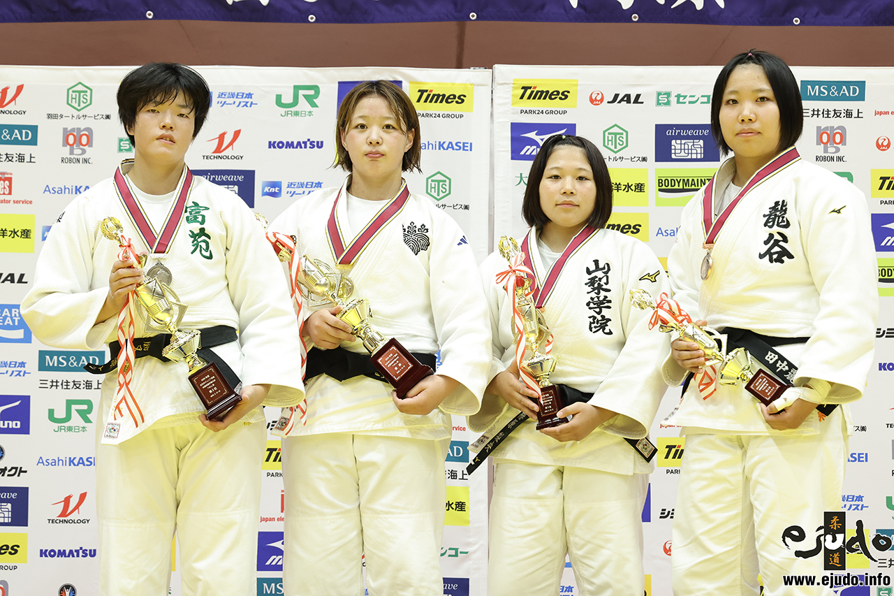 -78kg Medalists. From left, KATSUMATA, Misuzu, OTAWA, Kokoro, TANAKA, Reina, TSUBAKIHARA, Rio.