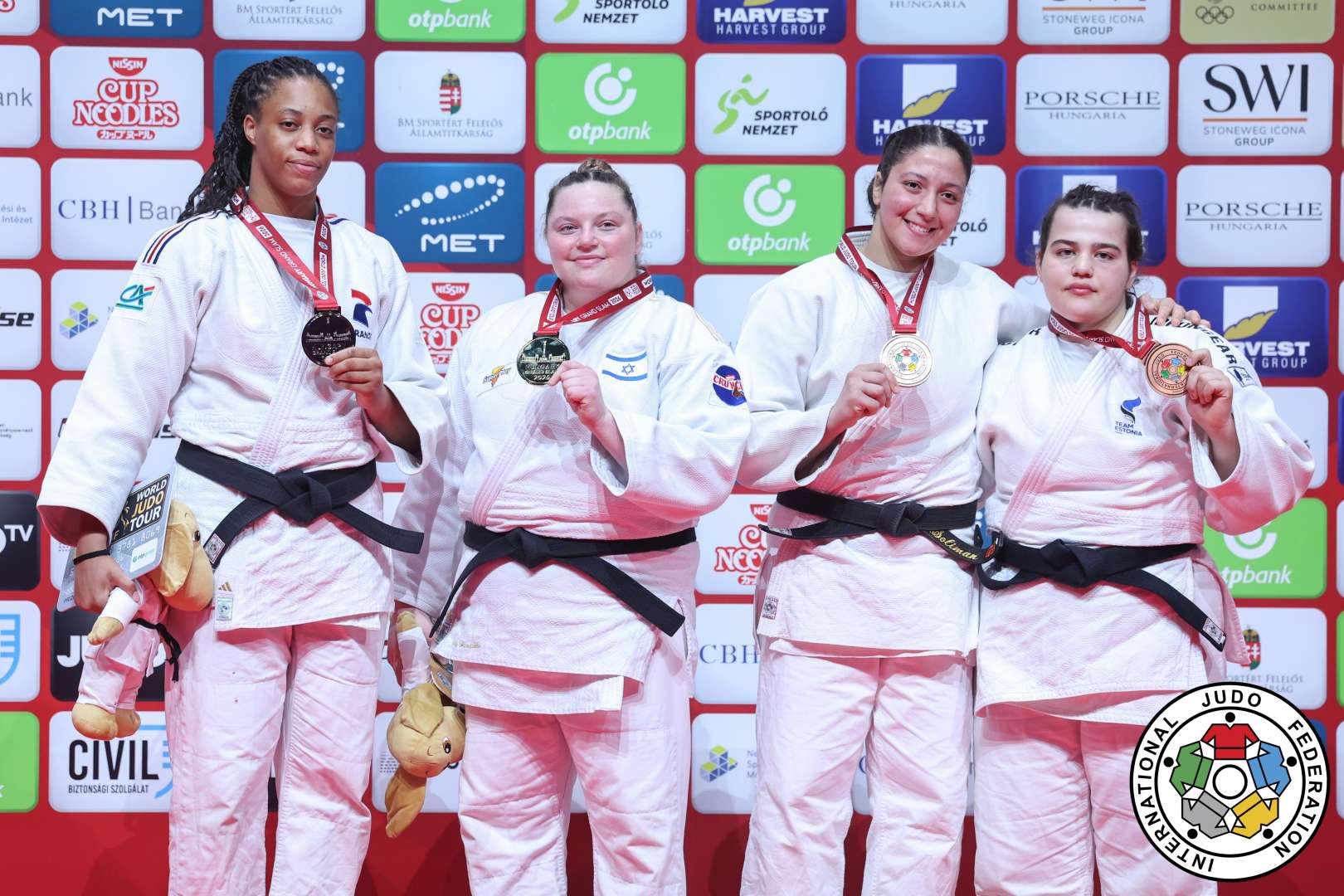 +78kg Medalists. From left, CANCAN, Celia, HERSHKO, Raz, SOLIMAN, Safa, AKTAS, Emma-Melis.