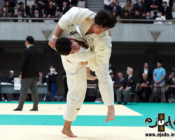 4回戦、飯田健太郎が木下智貴から「やぐら投げ」(記録は内股)で一本勝ち